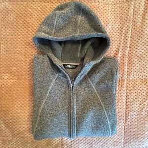 The North Face Crescent hooded jacket, grey with a hint of purple, size L.
